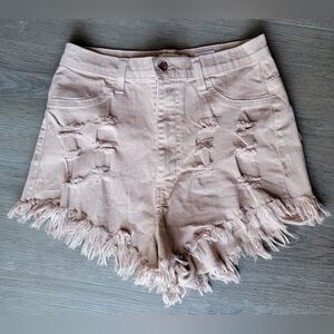 Aphrodite Dune Tan Colored Distressed Shorts Size Large